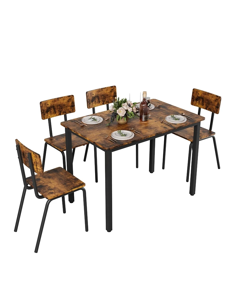 Casainc 5 Piece Dining Table Set with 4 Chairs, Metal Frame Kitchen for Small Space