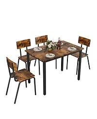 Casainc 5 Piece Dining Table Set with 4 Chairs, Metal Frame Kitchen for Small Space