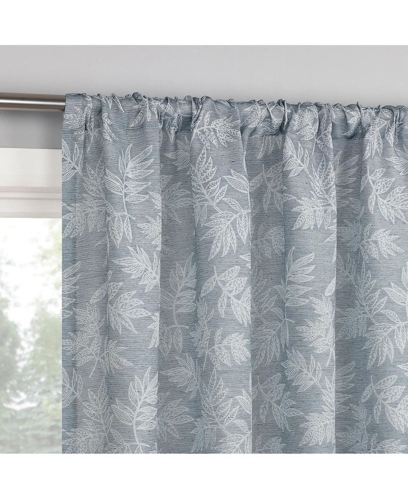 No. 918 Kacey Woven Jacquard Leaf Semi-Sheer Rod Pocket Curtain Panel