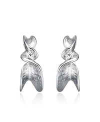Rachel Glauber White Gold Plated Cubic Zirconia Twisted C-Hoop Earrings