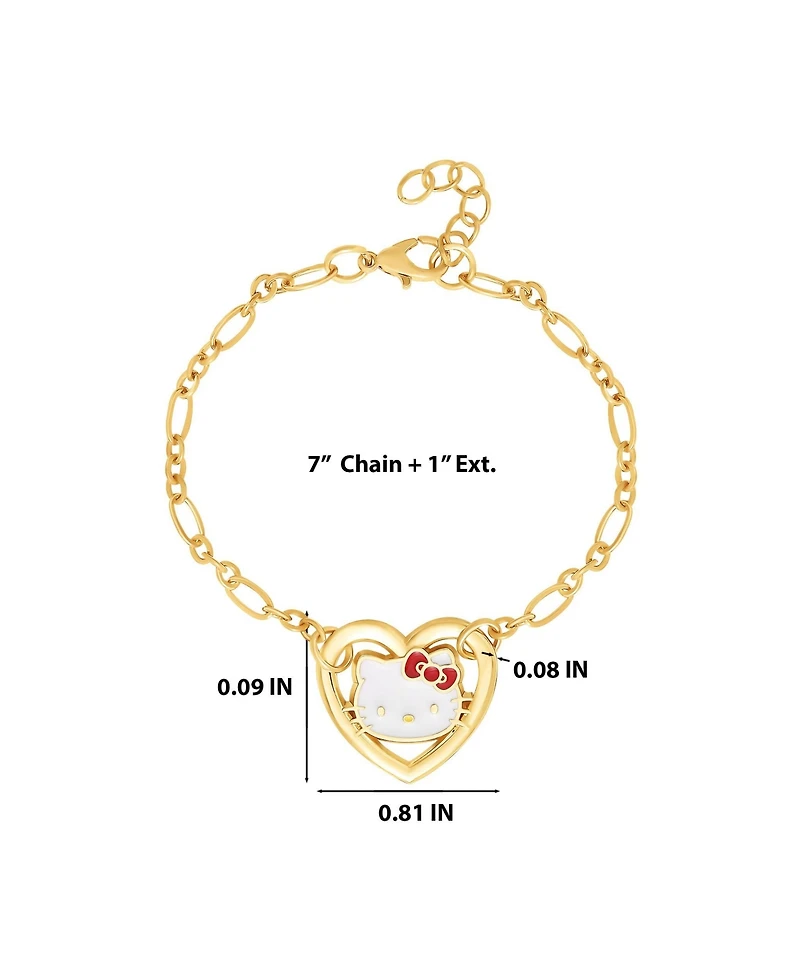 Hello Kitty Heart Link Bracelet in Gold-Tone