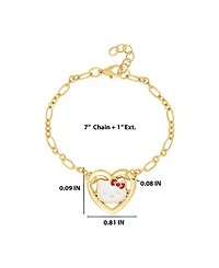Hello Kitty Heart Link Bracelet in Gold-Tone