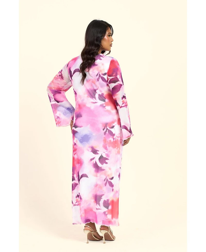 Fashion-szn Curve Women's Floral Twist Front Midi Dress