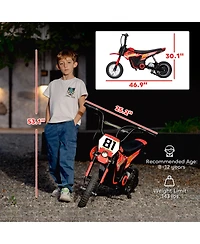 Qaba 24V Kids Motorcycle, Electric Dirt Bike with Rear Suspension,