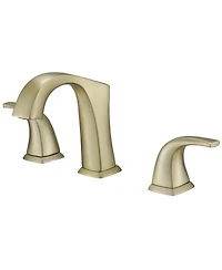 8 in. Widespread Double Handle Black Bathroom Faucet Set 3-Holes Vanity Sink With Metal Drain In Brushed Gold