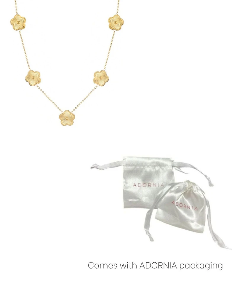 Adornia Tarnish Resistant Gold Five-Leaf Clover Station Necklace