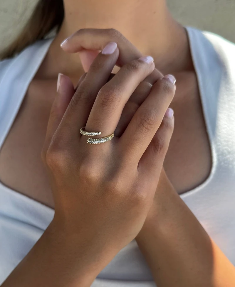 Adornia Gold Cubic Zirconia Overlapping Pave Bands