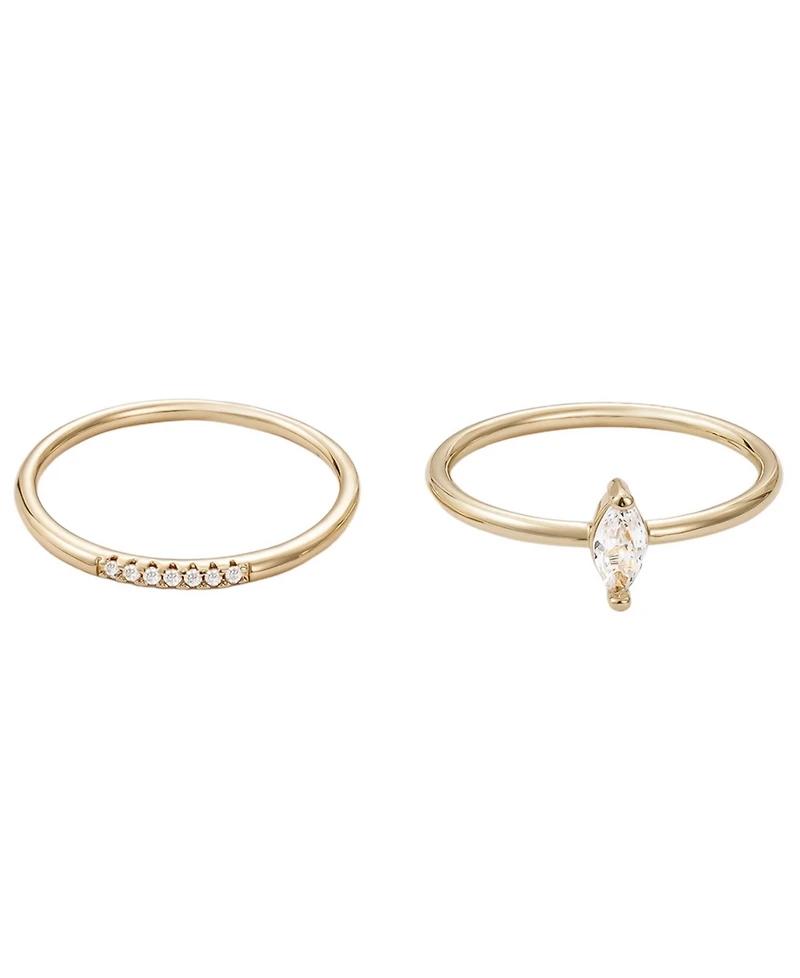 Adornia Gold Cubic Zirconia Marquis Ring Set