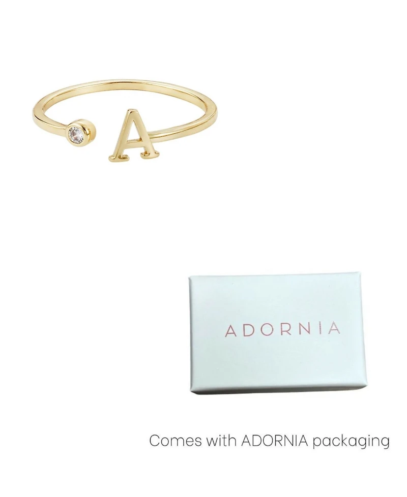Adornia Gold Adjustable Cubic Zirconia Initial Ring