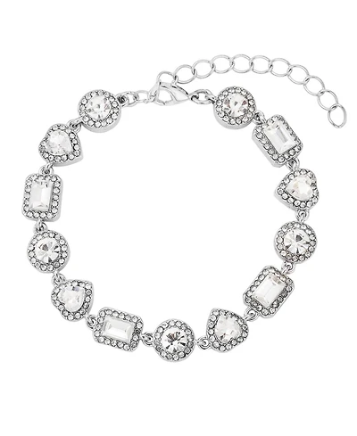 Adornia Silver Crystal Halo Heart Chain Bracelet