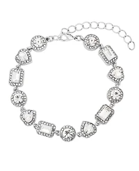 Adornia Silver Crystal Halo Heart Chain Bracelet