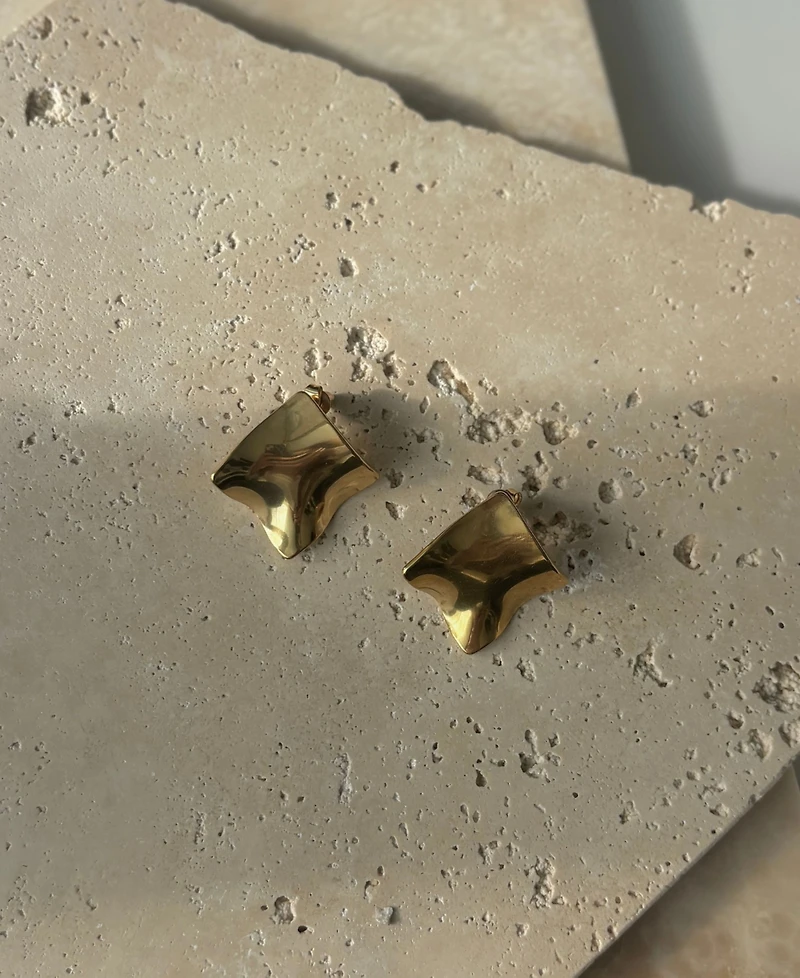 Adornia Tarnish Resistant Gold Wave Stud Earrings