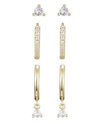 Adornia Gold Cubic Zirconia Earring Set
