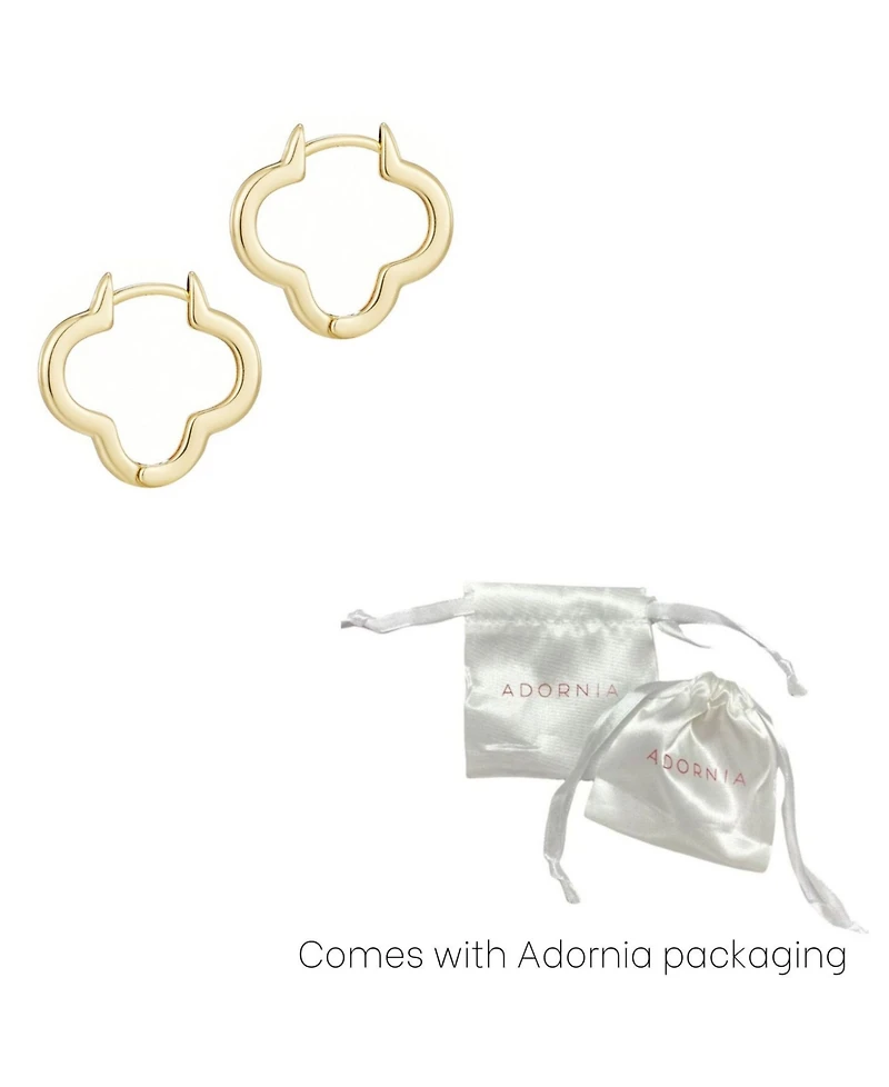 Adornia Gold Plated Clover Hoop Earrings