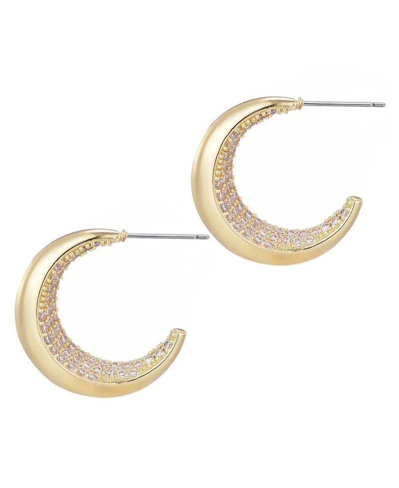 Adornia Gold Crystal Lined Hoop Earrings