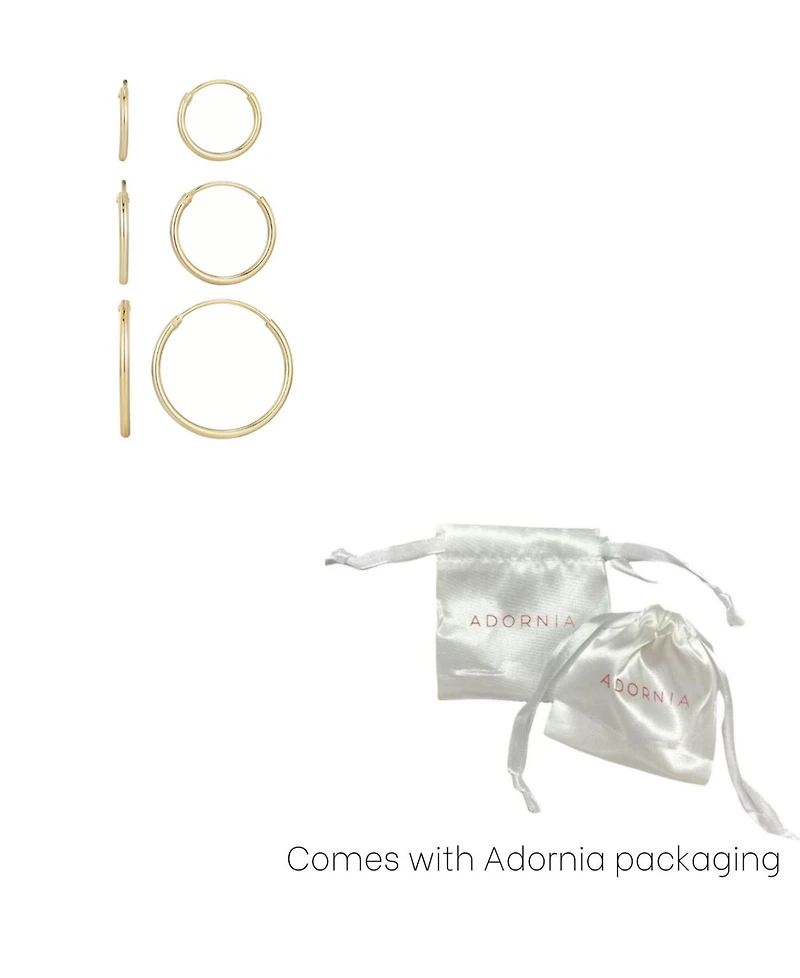 Adornia Gold Vermeil Sterling Silver Endless Hoop Earrings Set