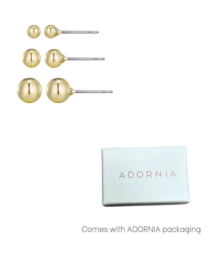 Adornia Gold Ball Stud Earrings Set