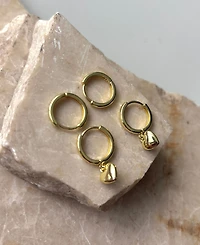 Adornia Gold Heart Huggie Earring Set