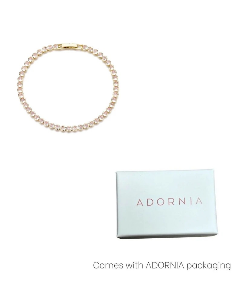 Adornia Gold Crystal Bezeled Tennis Bracelet