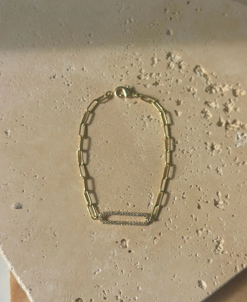 Adornia Gold Cubic Zirconia Elongated Pave Link Bracelet
