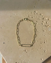 Adornia Gold Cubic Zirconia Elongated Pave Link Bracelet