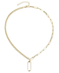 Adornia Gold Cubic Zirconia Mixed Chain Oval Pendant Necklace