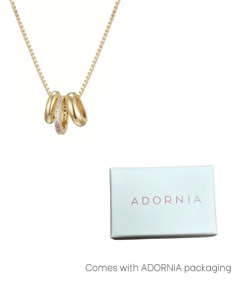 Adornia Gold Cubic Zirconia Three-Ring Necklace