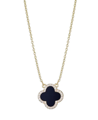 Adornia Gold Cubic Zirconia Black Clover Necklace