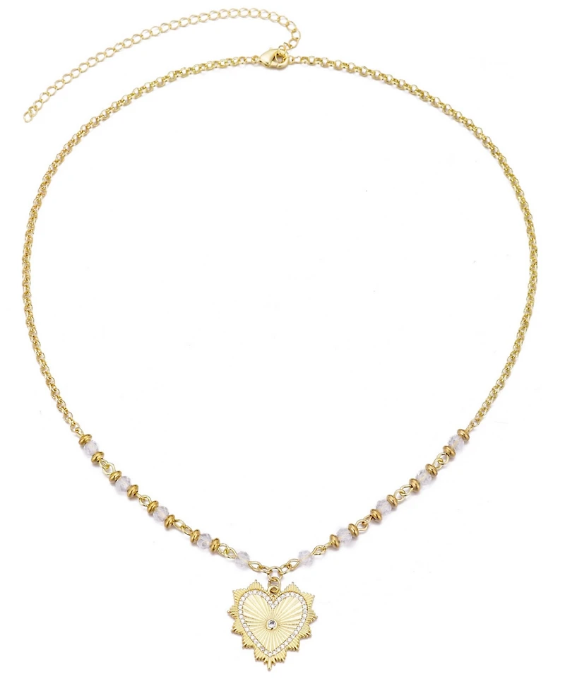 Adornia Gold Cz Heart Necklace with Rosary Chain