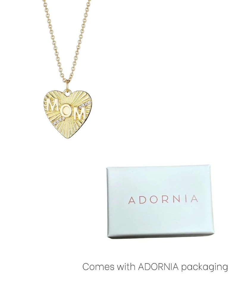 Adornia Gold Cubic Zirconia Fluted Heart Mom Necklace