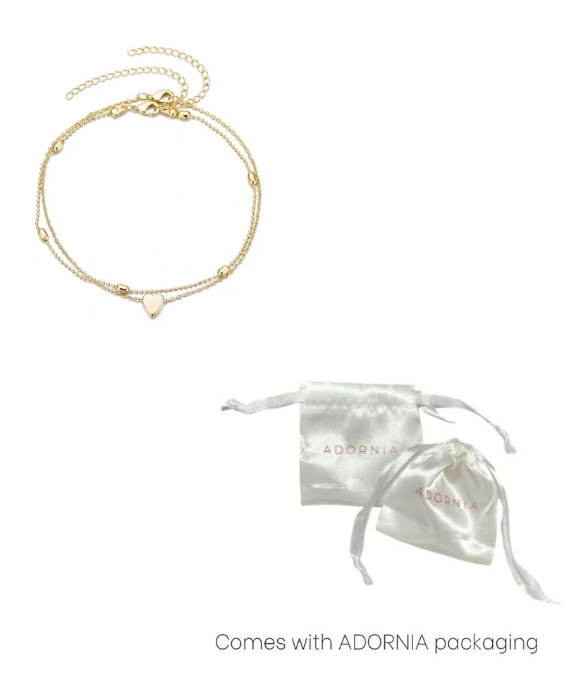 Adornia Gold Heart Adjustable Anklet Set