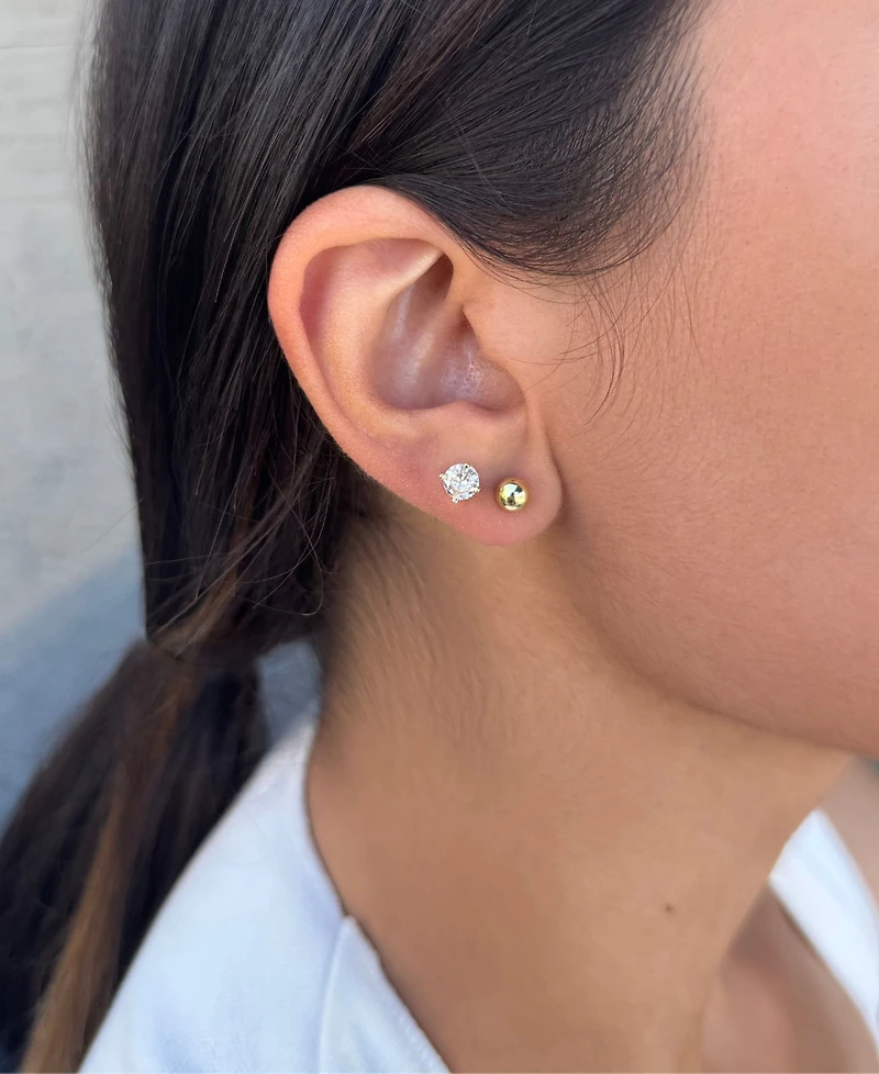 Adornia Gold Hoop, Solitaire and Ball Stud Set