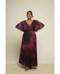 Fashion-szn Curve Women's Abstract Print Mesh Maxi Dress