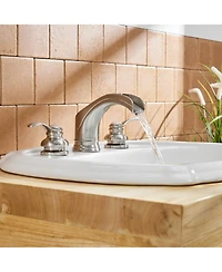 Greenspring 8 in. Waterfall Widespread 2-Handle Bathroom Faucet In Brushed Nickel