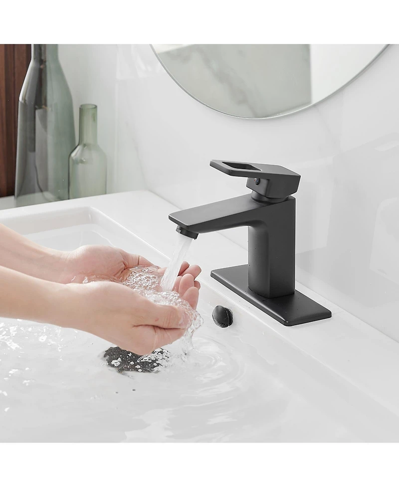Greenspring Single Hole Single-Handle Bathroom Faucet with drain in Matte Black