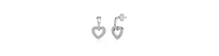 Rachel Glauber White Gold Plated with Clear Cubic Zirconia Heart Design Drop Earrings