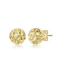 Genevive Sterling Silver 14K Gold Plated Honeycomb Textured Stud Earrings