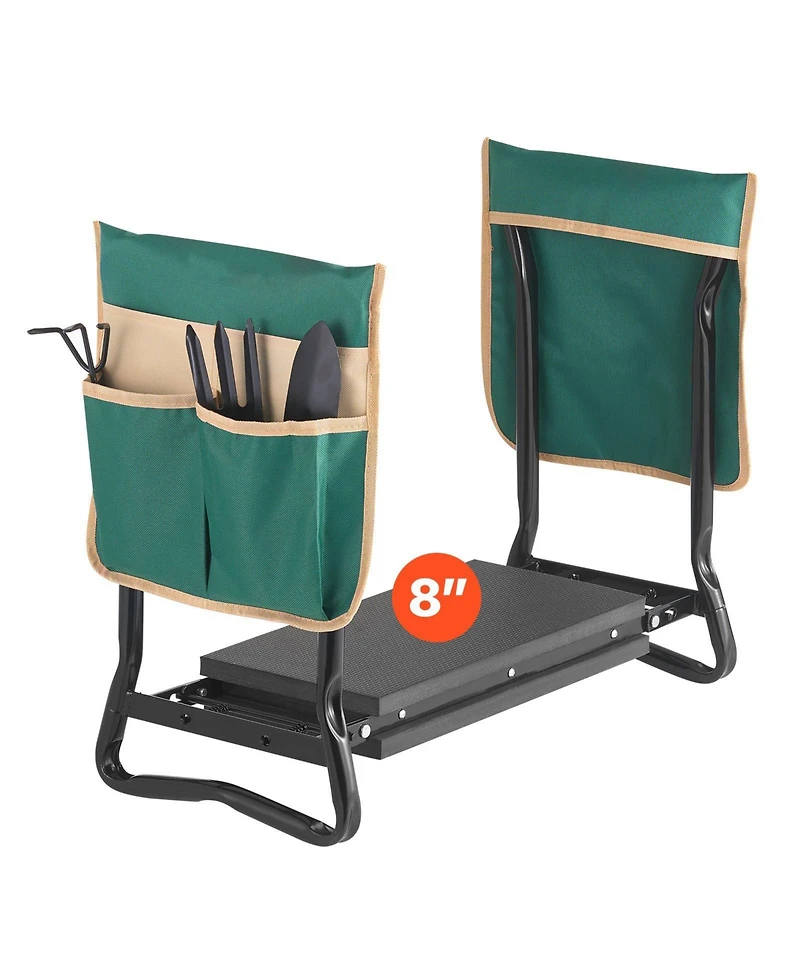 Slickblue Garden Kneeler and Seat Folding Stool with 8" Eva Pad for Comfortable Gardening