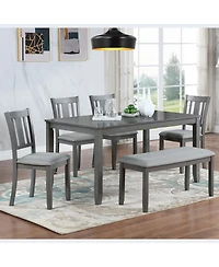Casainc 6 Piece Dining Table Set with Rectangular Table, 4 Chairs and Bench for Dining Room
