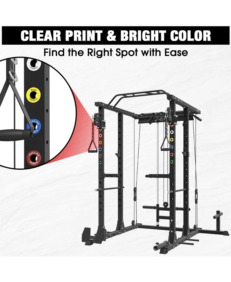 Mikolo Squat Rack Magnetic Position Markers - Power Cage Attachment, for J-Hooks and Spotter Arms (1" Holes)