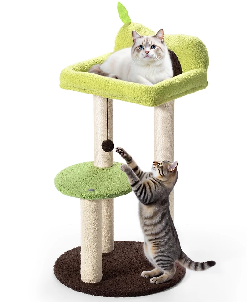 33-Inch 3-Tier Cat Tree – Stable, Scratch-Friendly & Fun Play Tower
