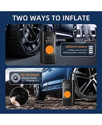Tire Inflator Portable Air Compressor, Air Pump, Cordless Pump with Digital Pressure Gauge, Led Light and Auto Shut-Off Function