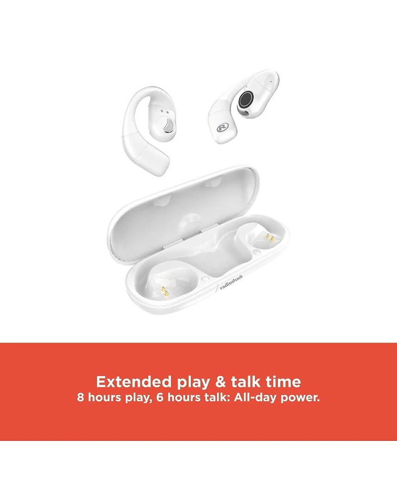 RadioShack Live Sound Wireless Earbuds, Bluetooth 5.3, Enhanced Bass, 8H Playtime, white 3304398