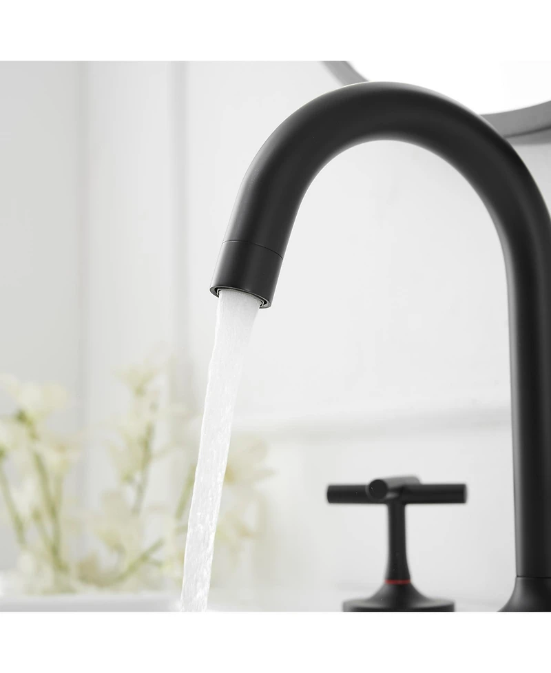 Greenspring 8 in. Widespread Double-Handle High-Arc Bathroom Faucet in Matte Black