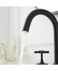 Greenspring 8 in. Widespread Double-Handle High-Arc Bathroom Faucet in Matte Black