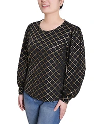 Ny Collection Petite Bishop Sleeve Pullover Top