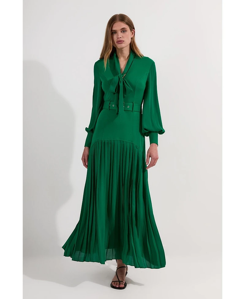 Karen Millen Jersey Ponte Georgette Mix Midi Dress