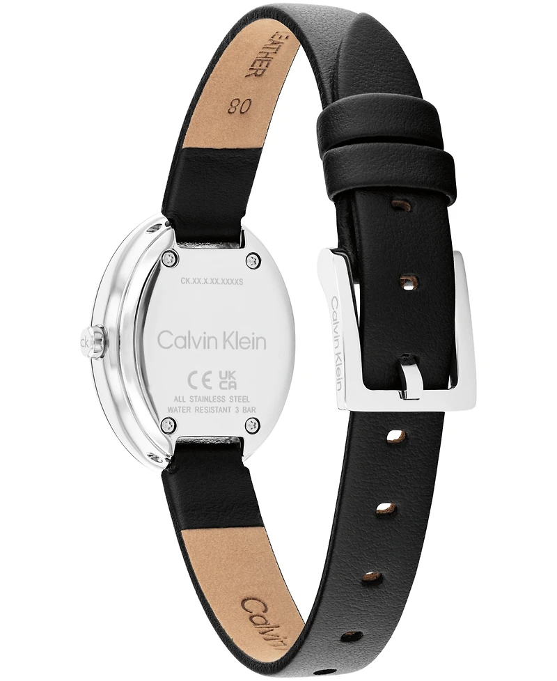 Calvin Klein Women's Twisted Bezel Black Leather Strap Watch, 24mm