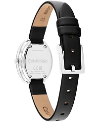 Calvin Klein Women's Twisted Bezel Black Leather Strap Watch, 24mm