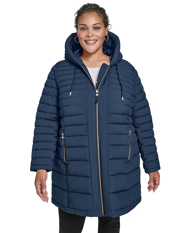 Tommy Hilfiger Plus Hooded Packable Puffer Coat